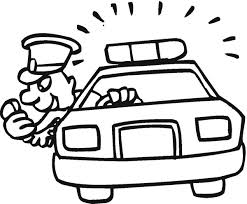 Online coloring book: Coloring book policeman communicates by radio